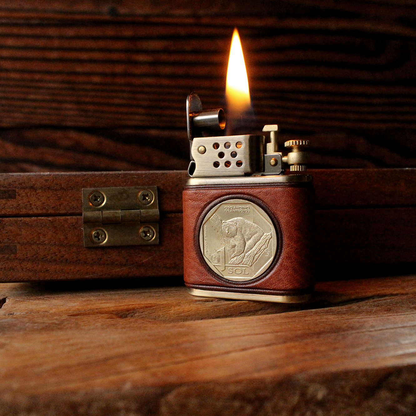 原创设计复古煤油火机个性手工打造真皮老式煤油打火机