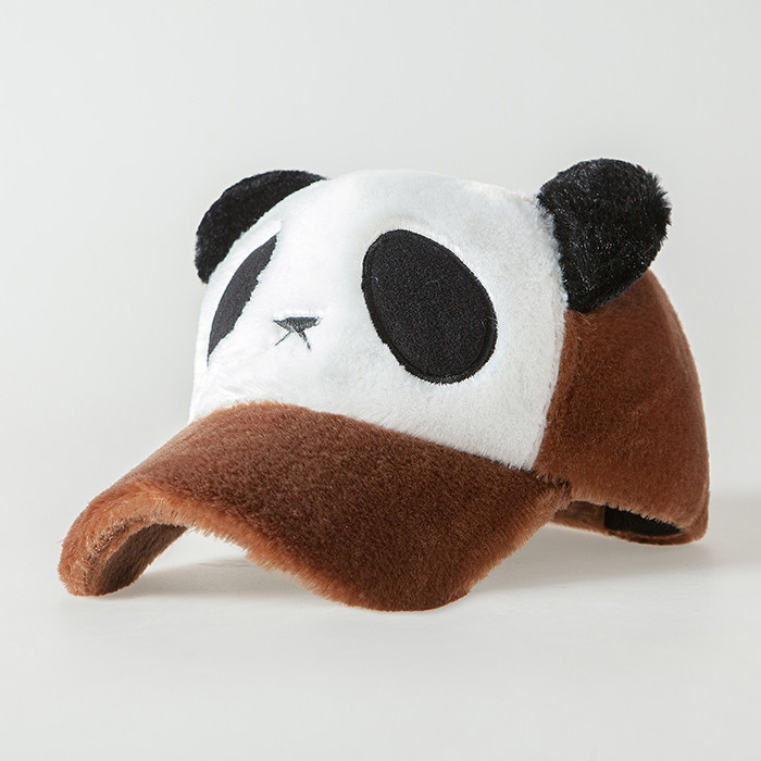 可爱熊猫帽子女冬季男女生鸭舌帽亲子儿童宝宝毛绒帽保暖帽棒球帽