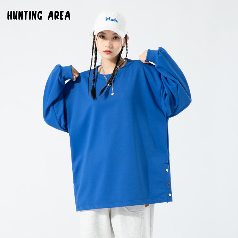 huntingarea2022aw下摆摆开简约纯色宽松落肩圆领卫衣男卫衣