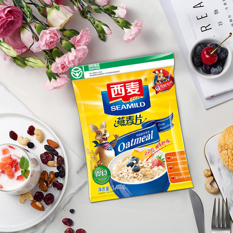西麦燕麦片1480g单袋 速即食无蔗糖冲饮健身代早餐燕麦