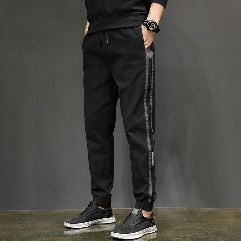 休闲裤男薄款宽松直筒夏季新款运动裤束脚收口韩版潮流百搭长裤子