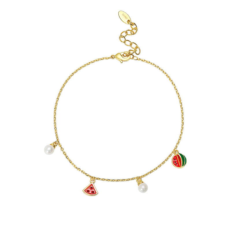 shine萱子饰品小众清新夏日滴釉西瓜手饰时尚简约气质手链