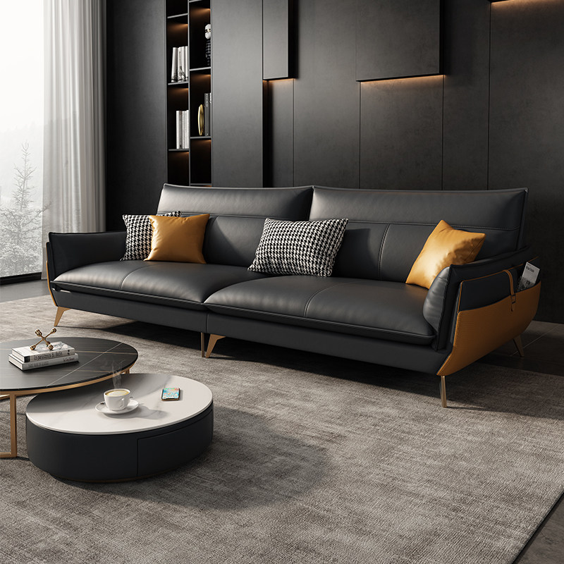 帕沙曼轻奢创意真皮沙发北欧极简现代小户户型客厅皮艺沙发