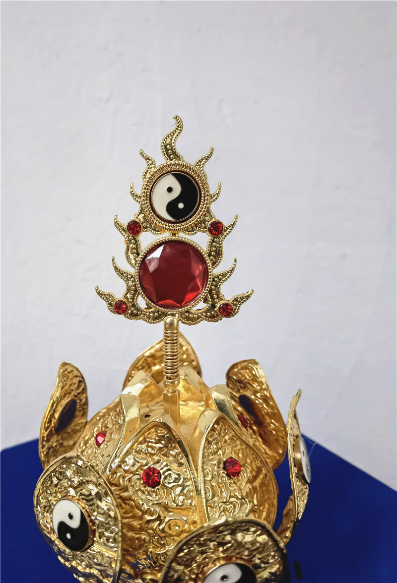 用品高功紫铜太极道教帽子火焰莲花花冠头冠道教工艺品