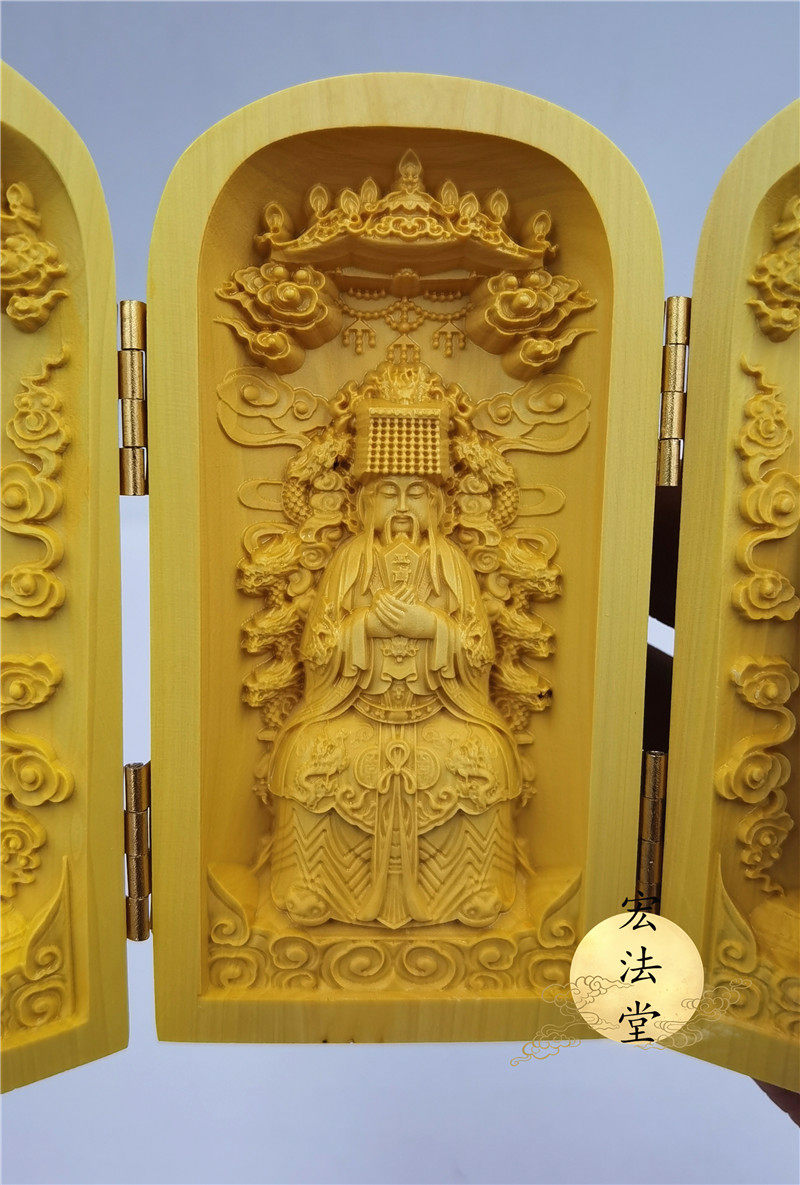 玉皇大帝三开神像玉皇赦罪天尊黄杨木精雕随身神像道教用品法器
