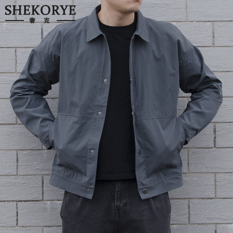 2022新款春秋冬季休闲外套男韩版潮流日系复古运动夹克男士风衣服