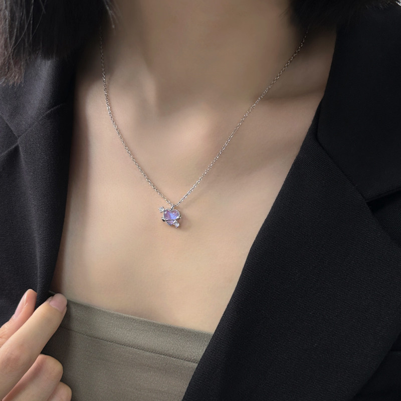 kansai新款星月爱心吊坠项链小众酷风学生个性项链