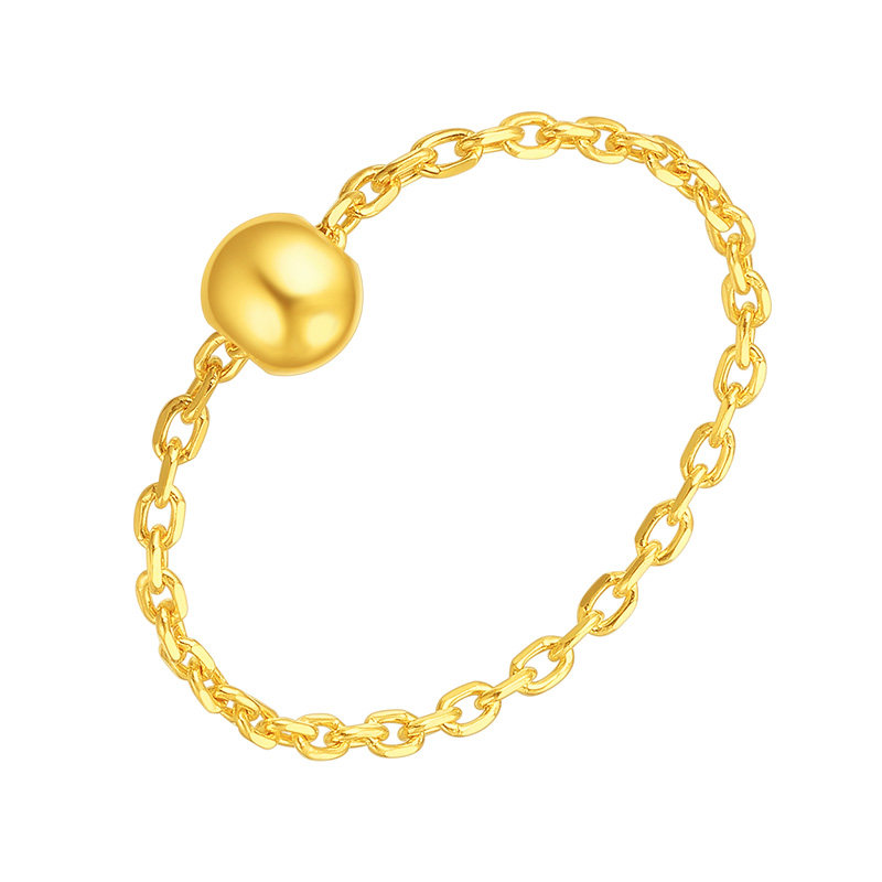 六桂福珠宝黄金链戒黄金戒指足金999转运珠指环女款戒指指环