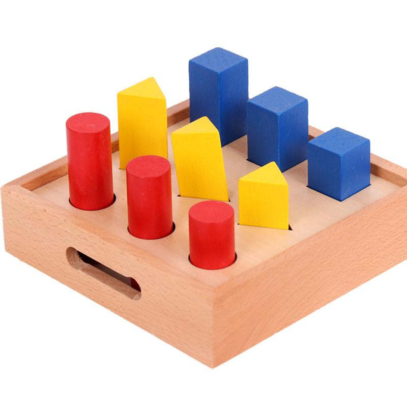 教具蒙氏蒙台梭利蒙特梭利婴幼儿早教益智玩具几何体支柱早教教具