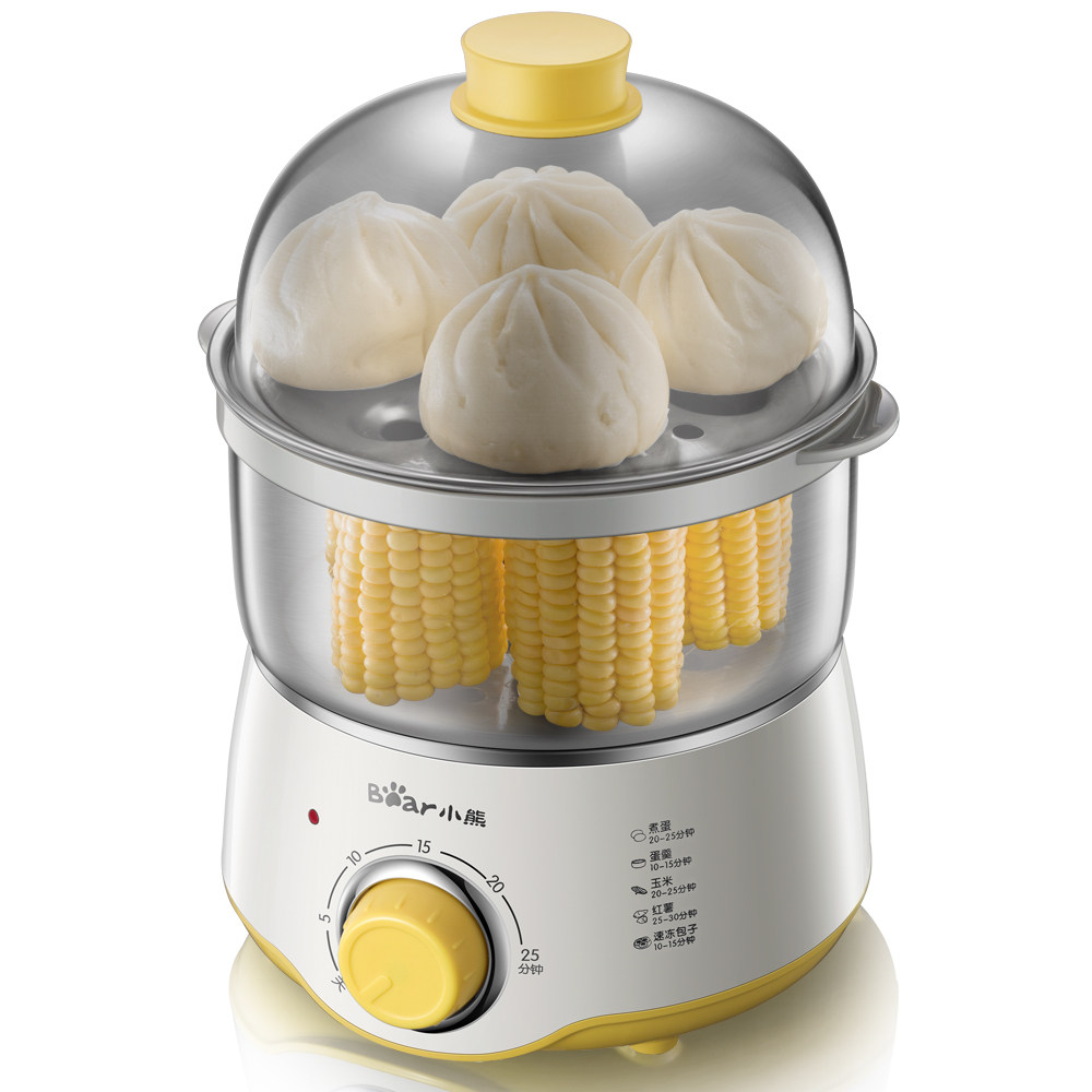 小熊煮蛋器家用蒸蛋羹器不锈钢蒸蛋机迷你双层定时早餐机自动断电