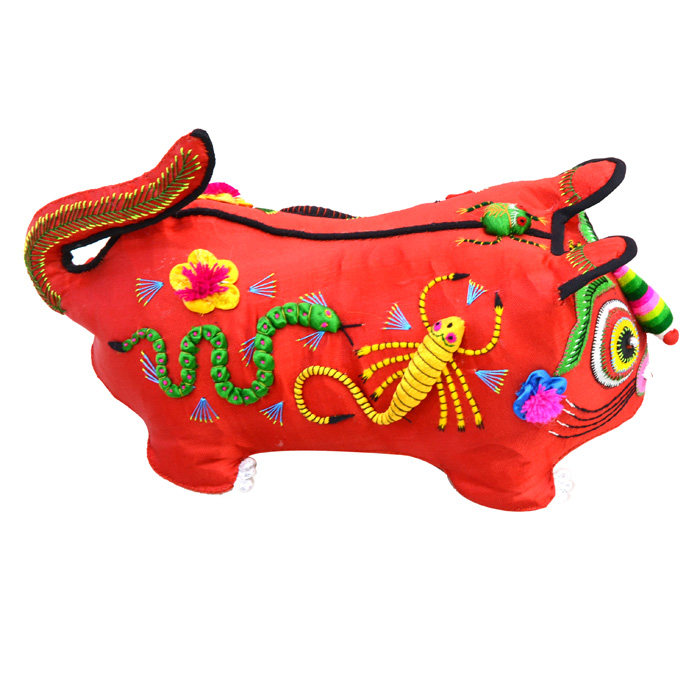 枕头黄色老虎手工宝宝婴儿儿童新生儿满月红色布老虎