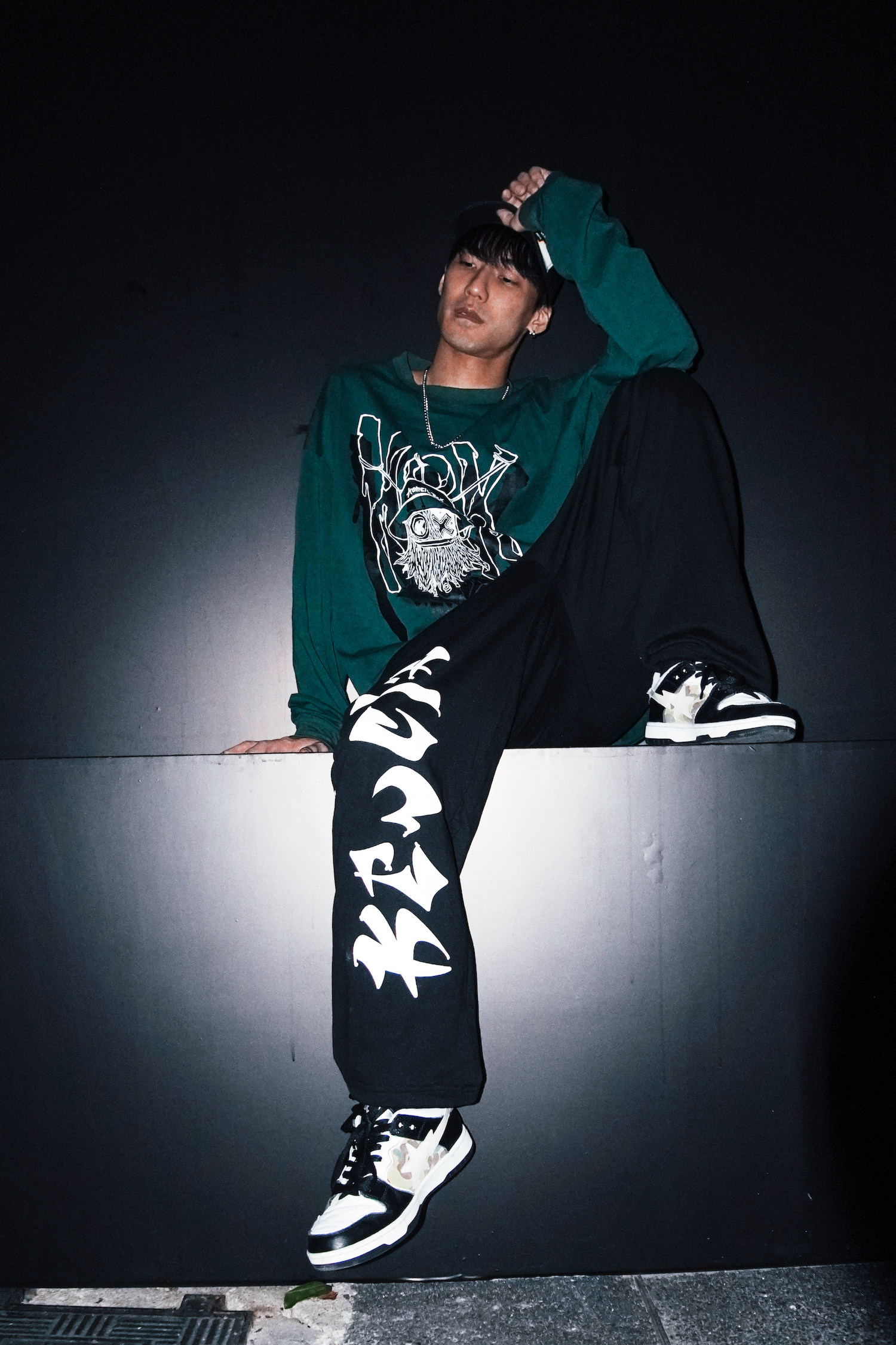 kencilbox瞄准器紫色黑色美式街头嘻哈印花裤子休闲裤