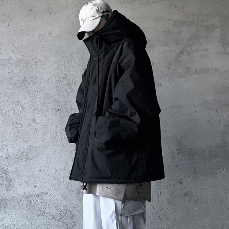 黑衣先生冬季加厚情侣款连帽冲锋棉服外套棉衣男潮牌棉袄2021新款