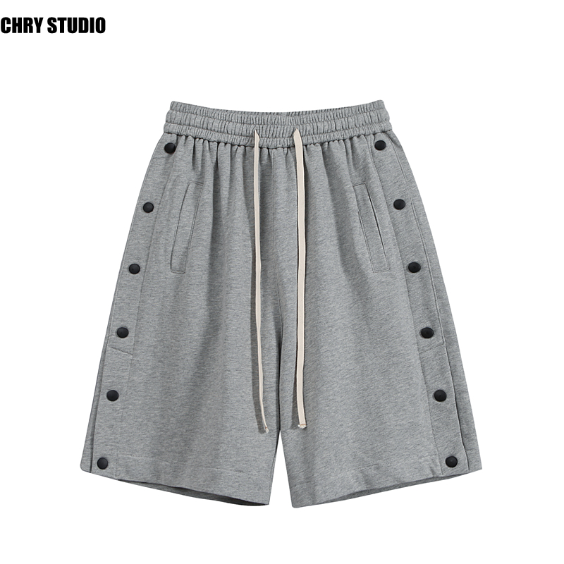 CHRY STUDIO夏季针织排扣宽松男士休闲短裤五分裤直筒运动裤子潮