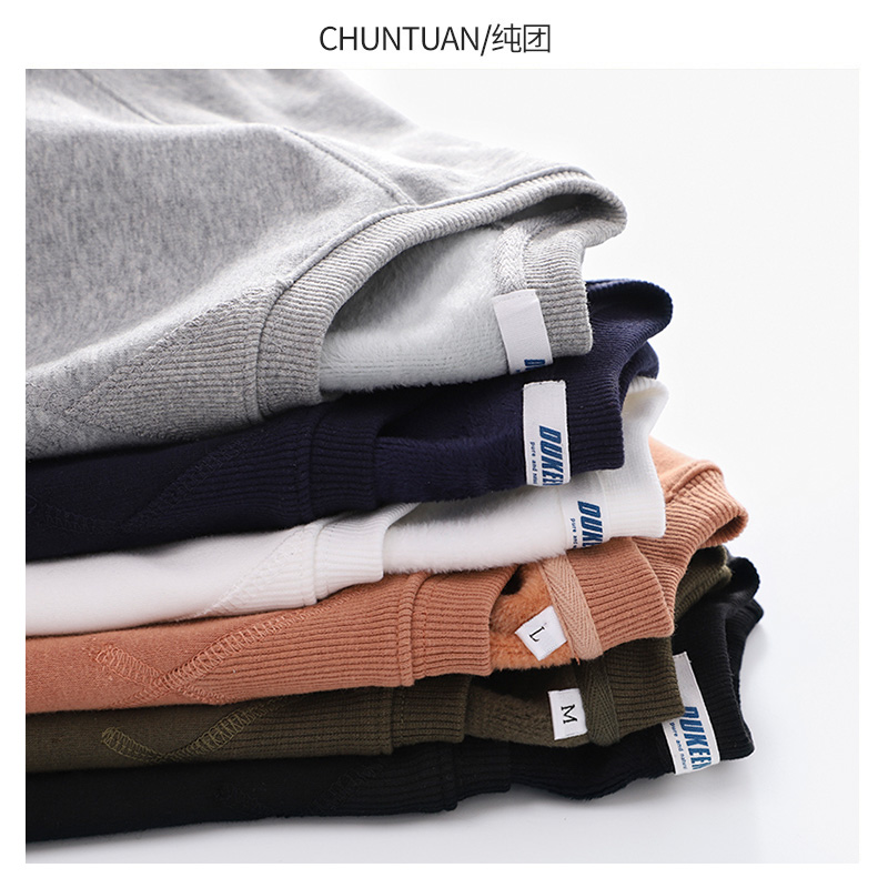 340g重磅圆领卫衣男春秋2022新款纯色灰色套头外套打底衫薄款纯棉