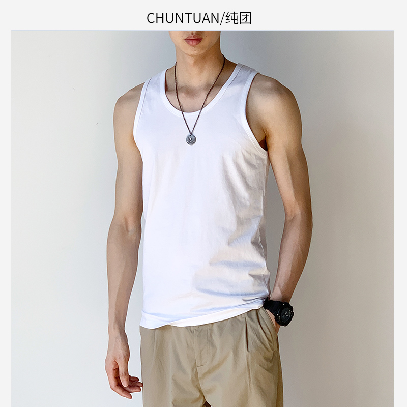 日系男士背心夏季薄款宽松运动汗衫纯棉透气外穿无袖上衣吊带跨栏