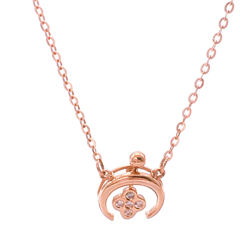 项链绮丽珠宝俄罗斯紫金14k金彩金玫瑰四叶草新款颈饰