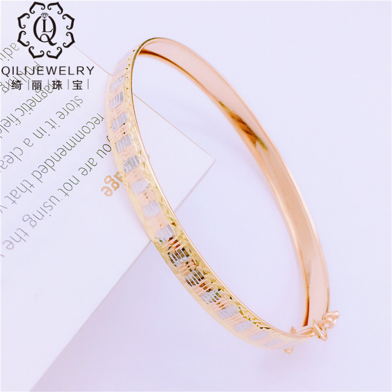 正品14k俄罗斯紫金手镯女彩金玫瑰金时尚精品三色手饰