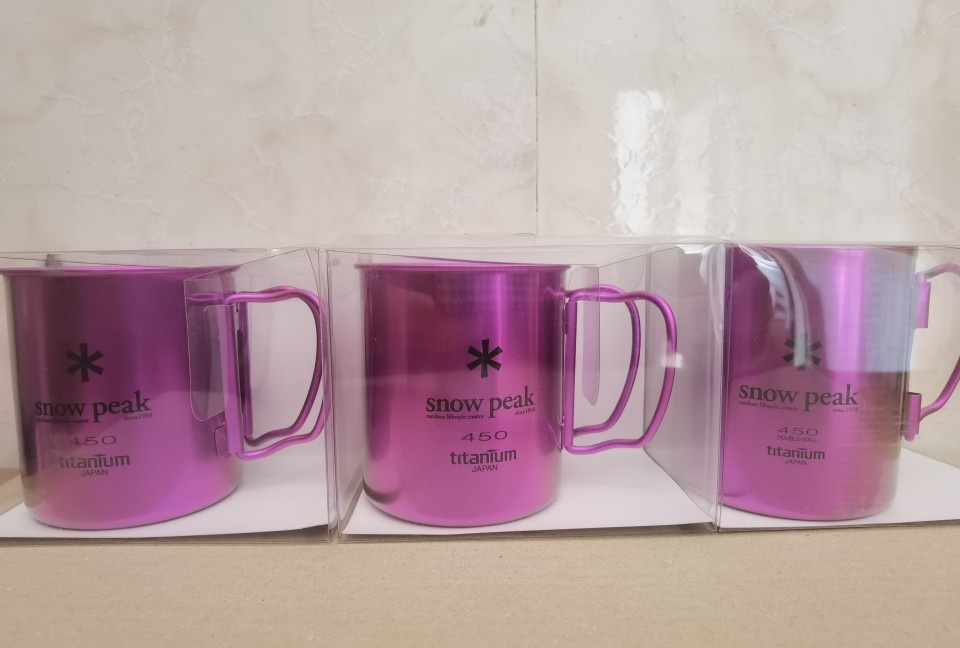 正品日本产雪峰Snow Peak户外钛金属单层双层马克杯保温钛杯450ml