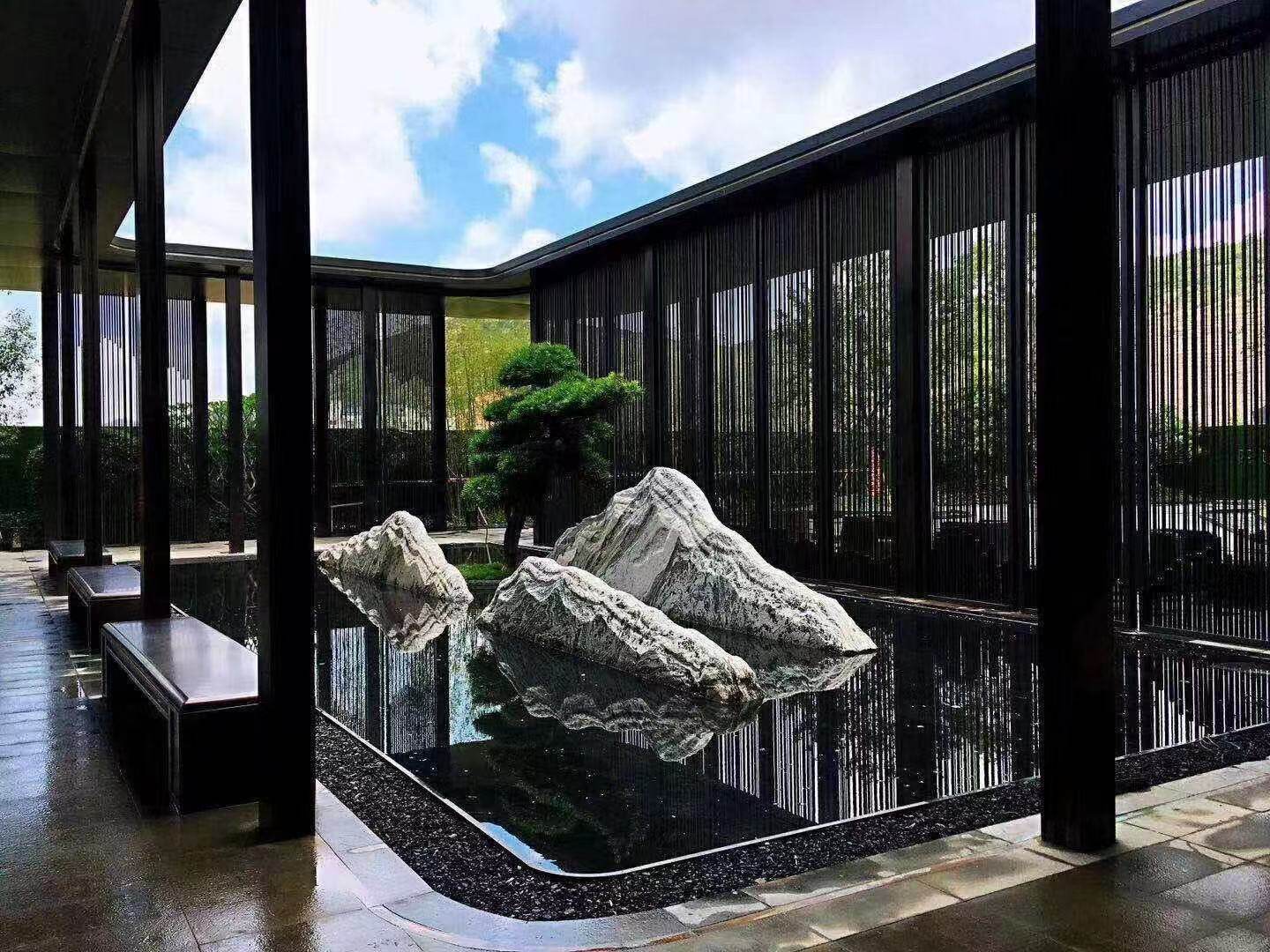 景石泰山山石雪浪石切片组合造景绿化化石刻字石雕