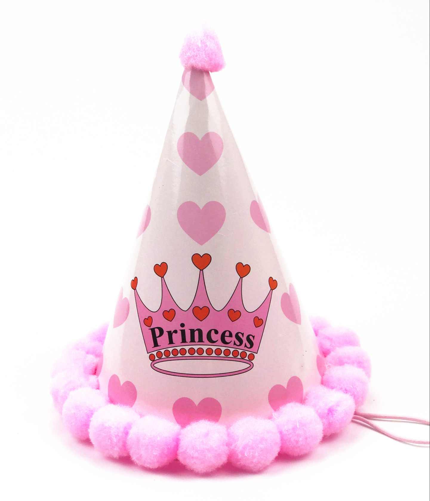 生日派对帽子 尖头毛球帽 儿童成人生日派对装饰帽子 寿星帽 彩虹