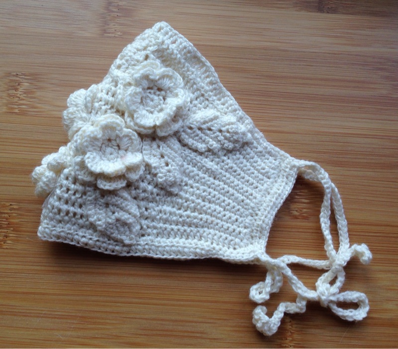 原创重工收纳口罩花朵钩织手工设计毛线羊毛口罩