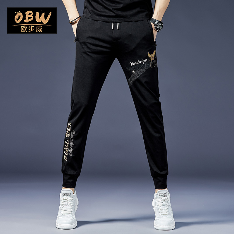 休闲裤男春季款潮流小脚薄款九分裤子潮牌痞帅长裤束脚运动卫裤夏