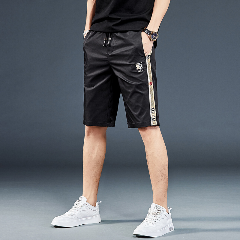 刺绣男士五分裤外穿休闲潮流中裤子时尚冰丝速干运动短裤男夏潮牌