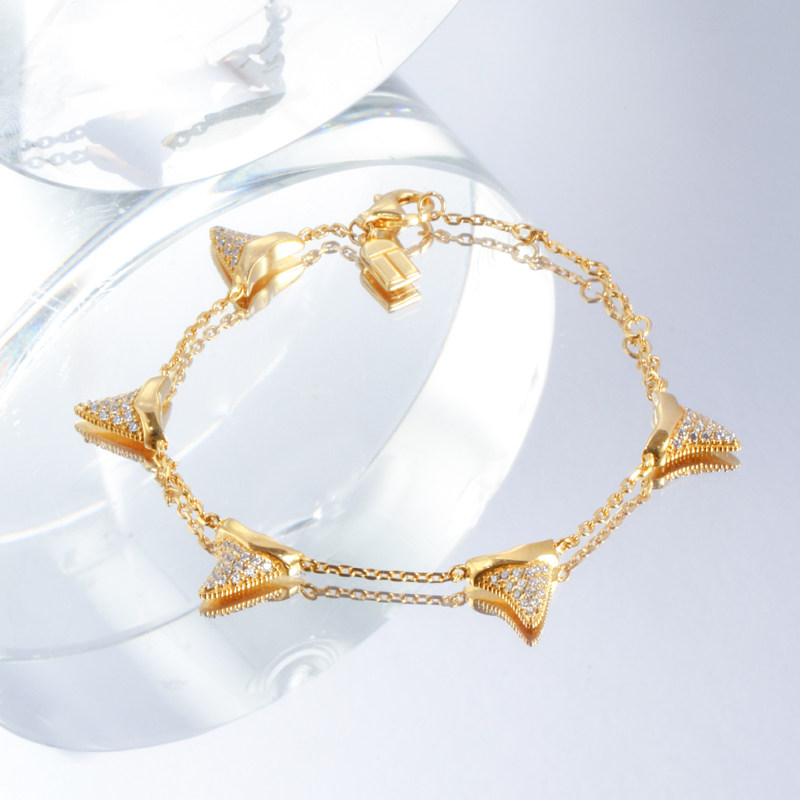 farrahdonnah法斗原创设计s925纯银镀金鲨鱼手链手链