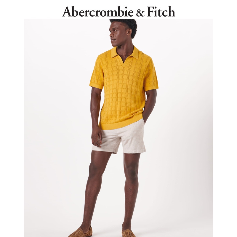 Abercrombie＆Fitch男装 亚麻混纺休闲短裤 316722-1 AF