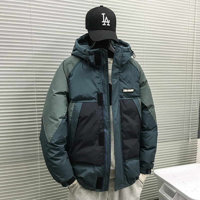 冬季连帽棉衣男潮牌宽松机能棉袄加厚保暖撞色拼接情侣款工装棉服