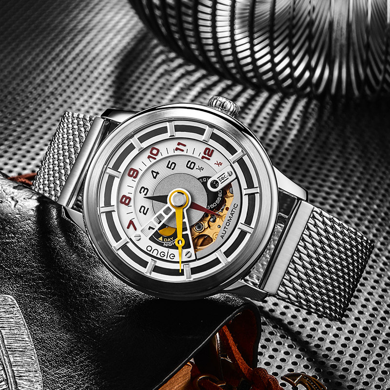 手表男士台湾angie亨积全自动镂空机械表国产腕表