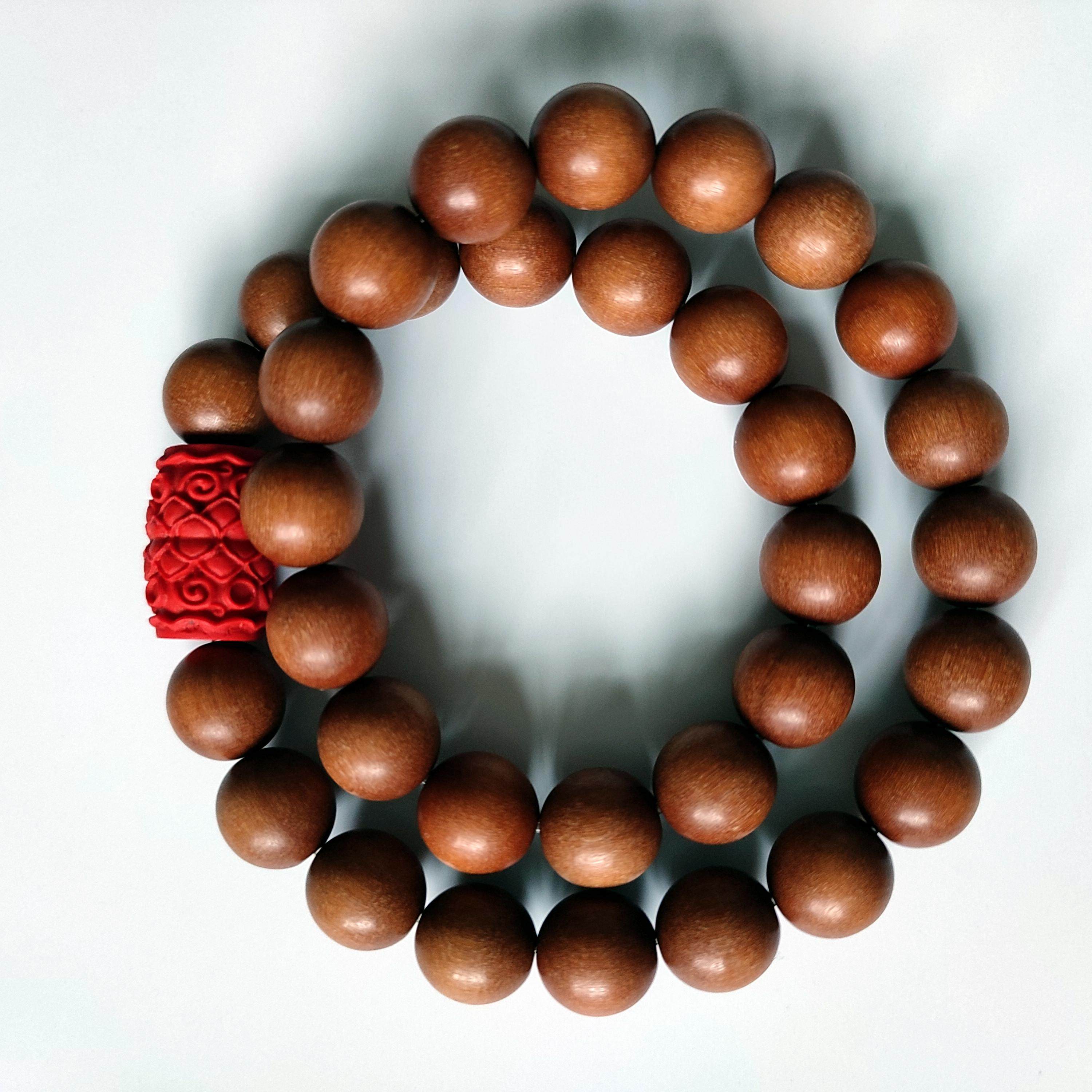 老料巴比檀香36颗12mm朱砂佛珠手串手链佛珠