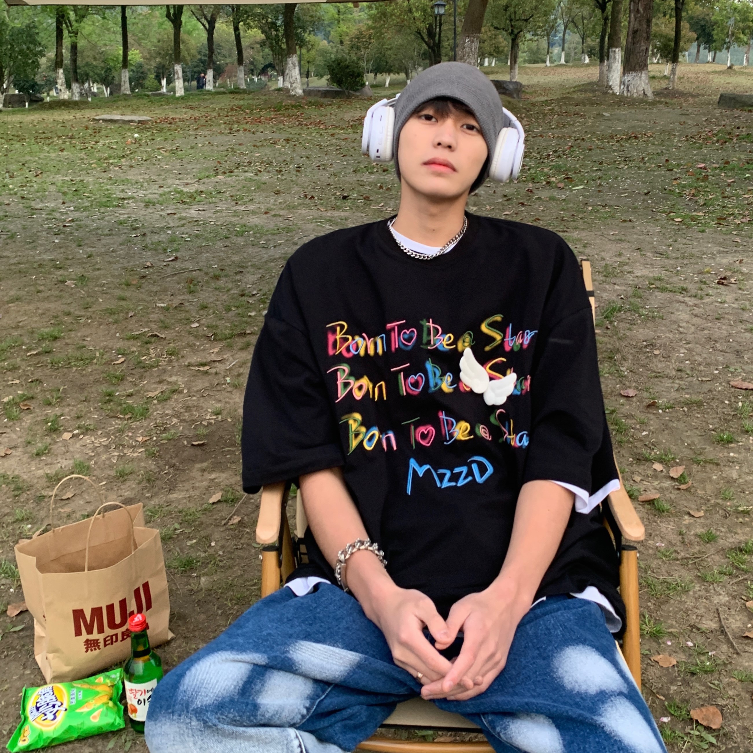 余庆伟的黑店 鱼仔定制夏款原创设计小翅膀守护短T短袖ins潮