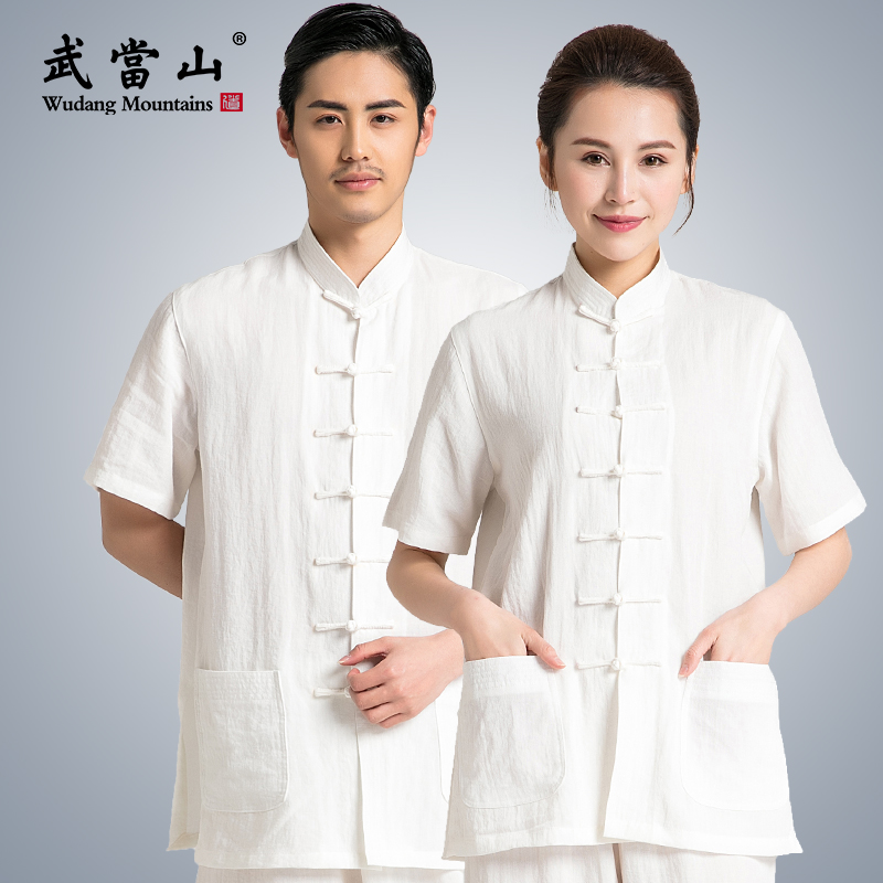 武当山太极服短袖男夏季新款中国风短袖薄款太极服棉麻唐装练功服
