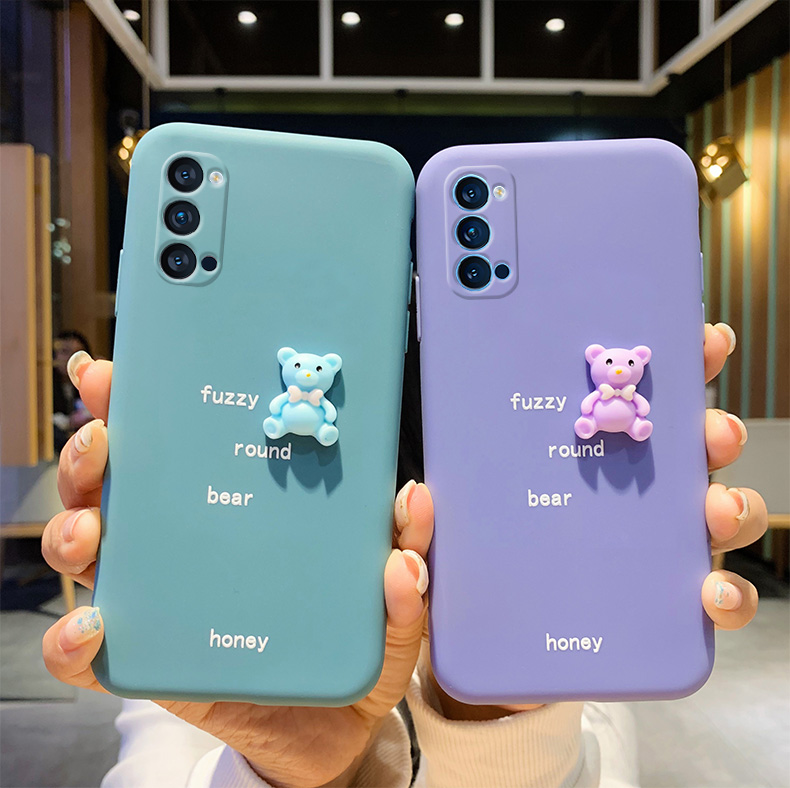 opporeno4手机机壳立体树脂泰迪熊4pro小清新4se全包手机保护套