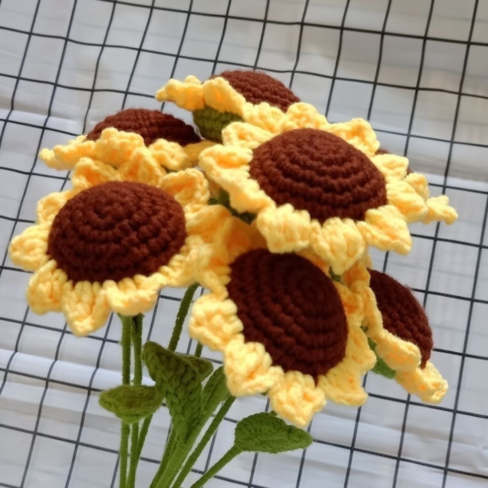 教师节礼物手工编织向日葵花束成品diy材料康乃馨毛线