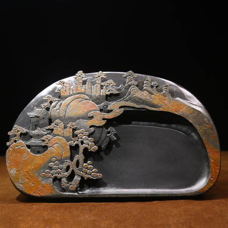 砚台非遗歙砚砚非礼品摆件家居山水尺寸文房四宝文房四宝