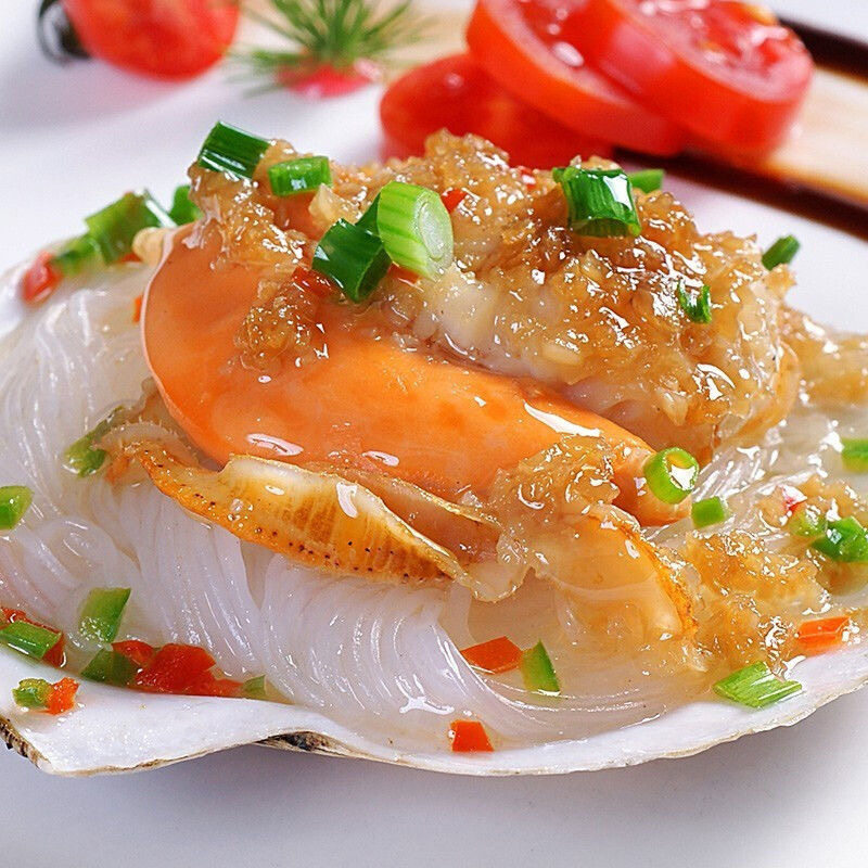 蒜蓉粉丝扇贝100枚海鲜虾夷半壳烧烤火锅食材包扇贝