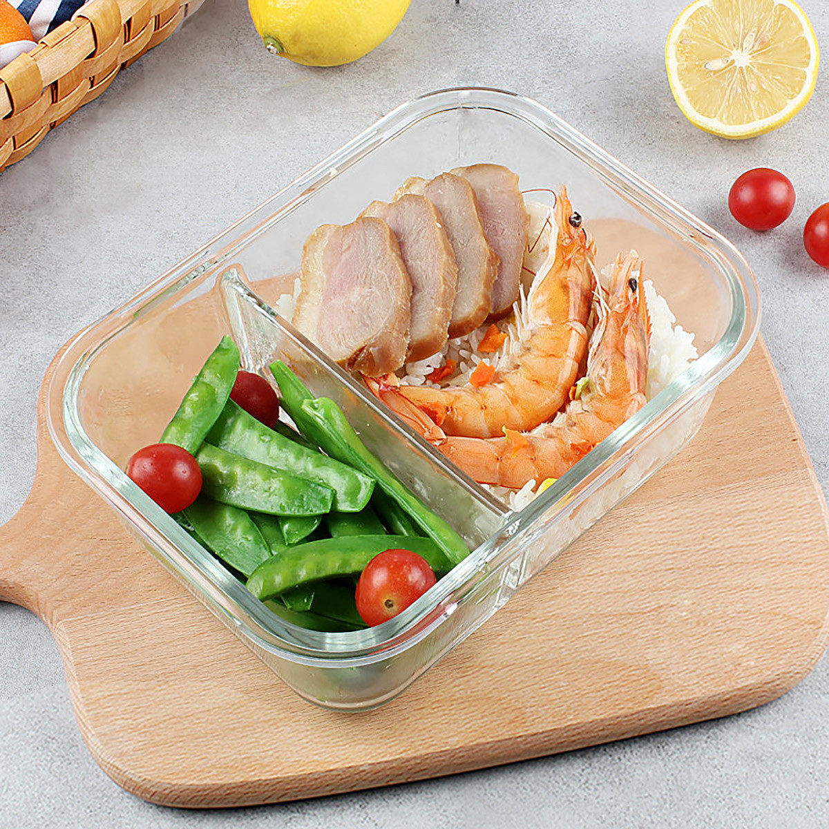 乐扣乐扣格拉斯耐热玻璃保鲜分隔饭盒冰箱收纳保鲜盒