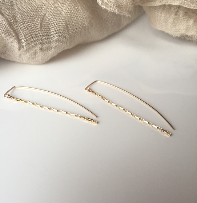 新品链式耳环美国14k包金注金耳链欧美耳线耳环