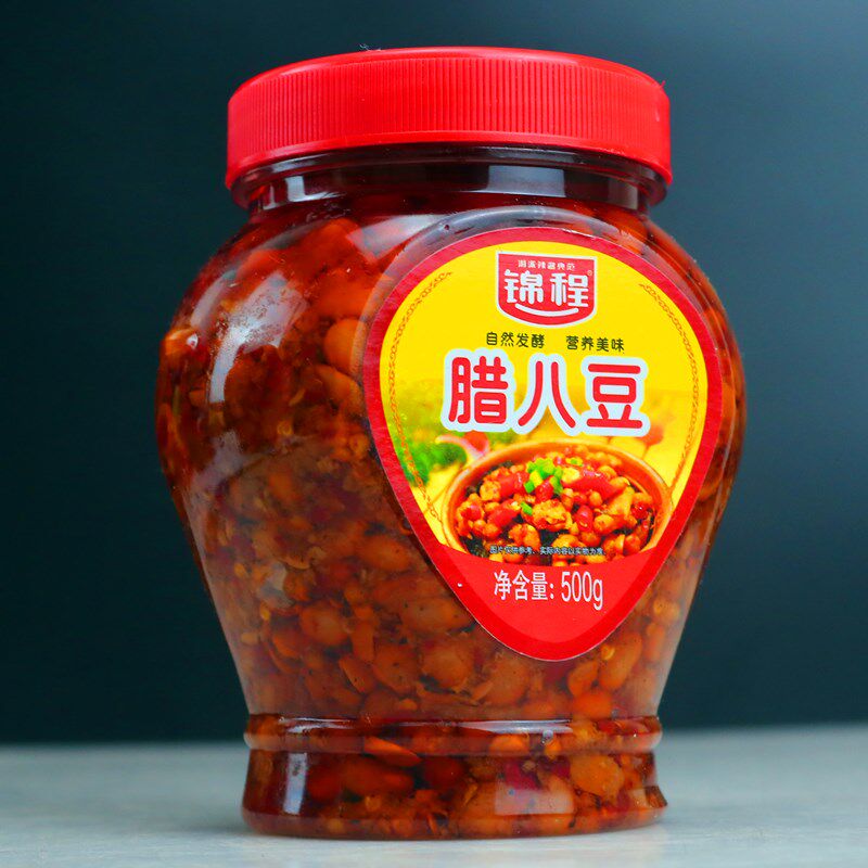 锦程腊八豆500g湖南特产香辣瓶装豆瓣酱农家自制拌饭黄豆酱豆鼓