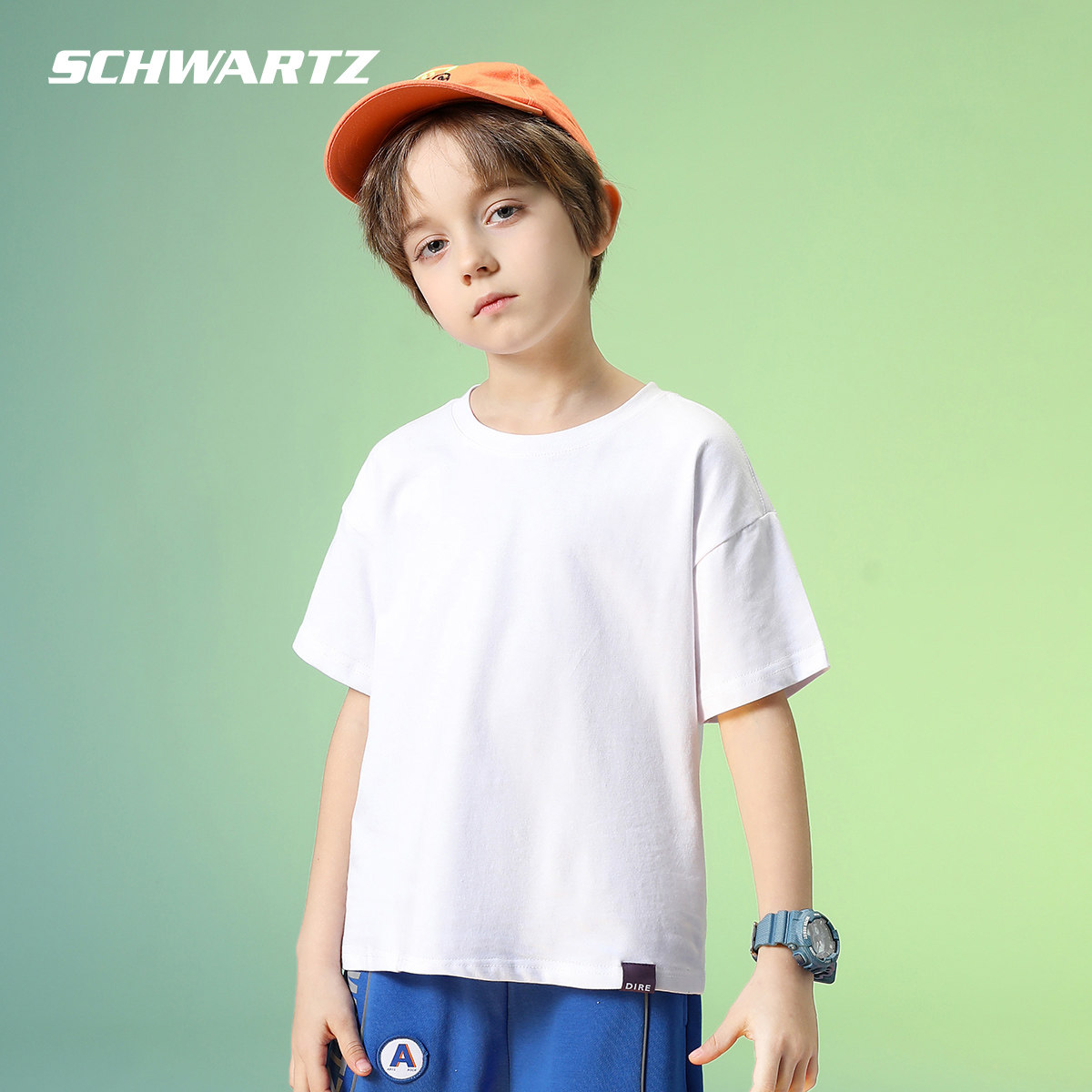 schwartz瓦茨男童半袖纯色2021夏季新款中大儿童t恤
