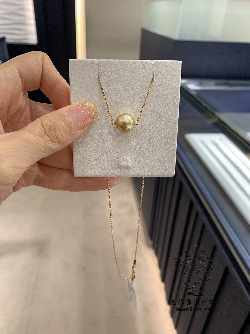 项链香港mikimoto御木本18k黄金南洋金珠女生路路通颈饰