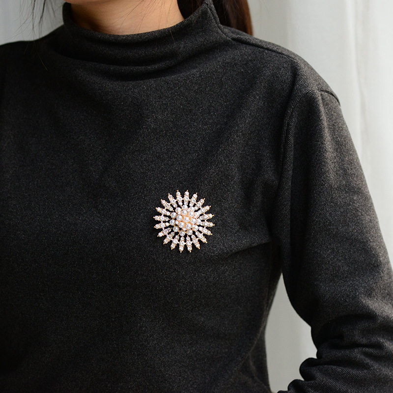 职业阿玛施特大衣胸针高档2022年新款珍珠花朵胸花饰品胸针