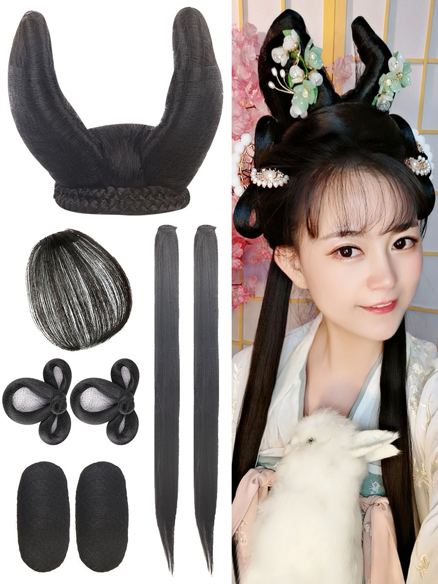 古装假发唐风汉影楼兔耳朵造型发髻写真表演头饰其它假发