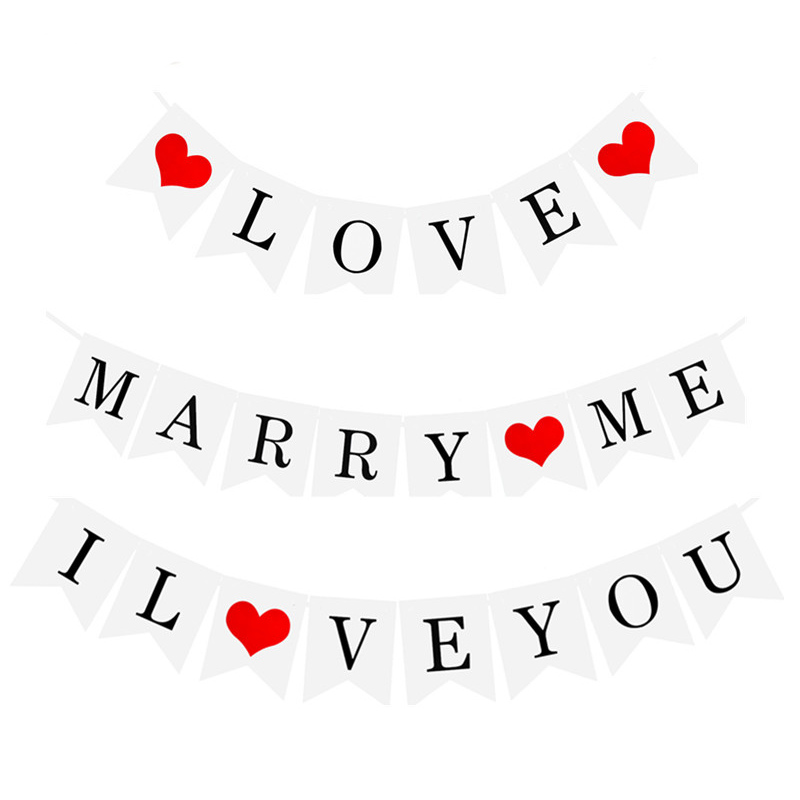 求婚礼布置装饰情人节表白marry me欧式鱼尾iloveyou