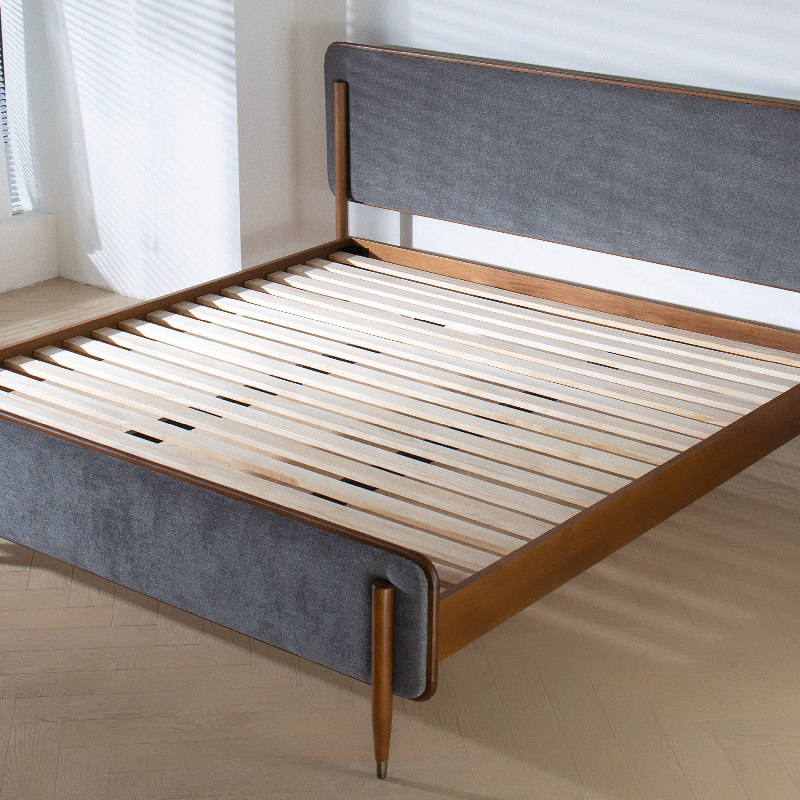 优尼居北美进口fas级黄杨木实木复古布艺1.8m实木床