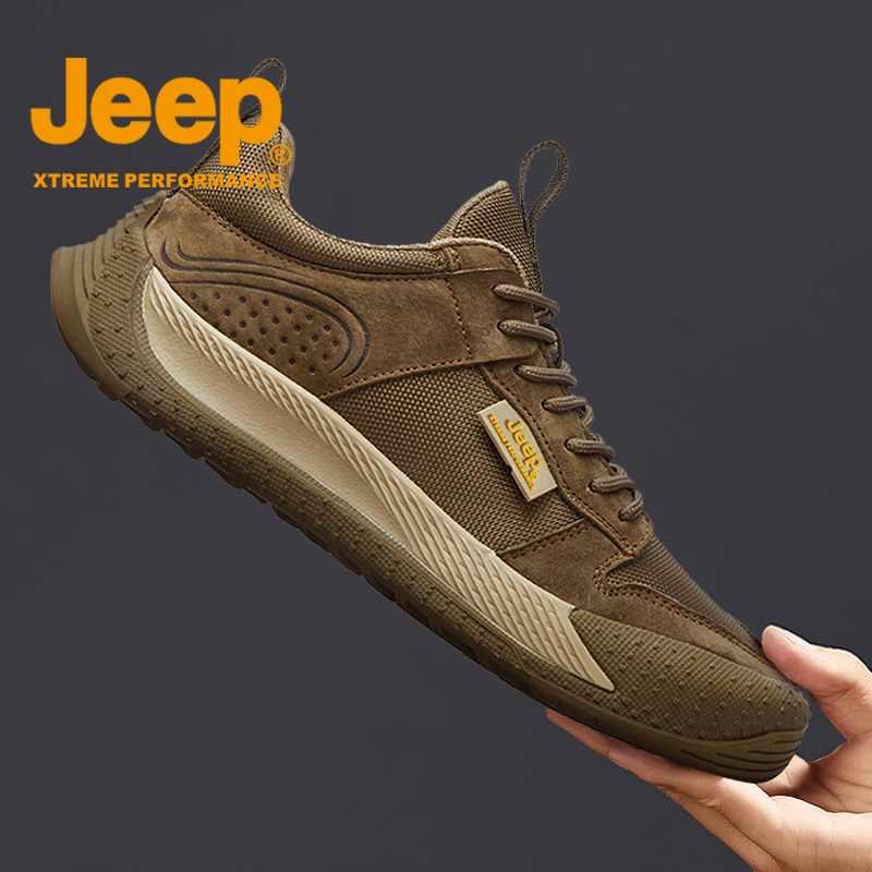 JEEP吉普男鞋夏季新款真皮低帮平底板鞋户外登山鞋休闲运动徒步鞋