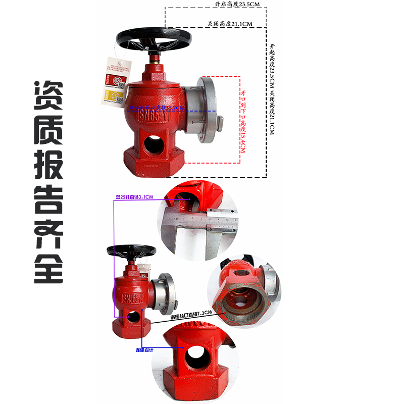 DN65消火栓头带25三通图片